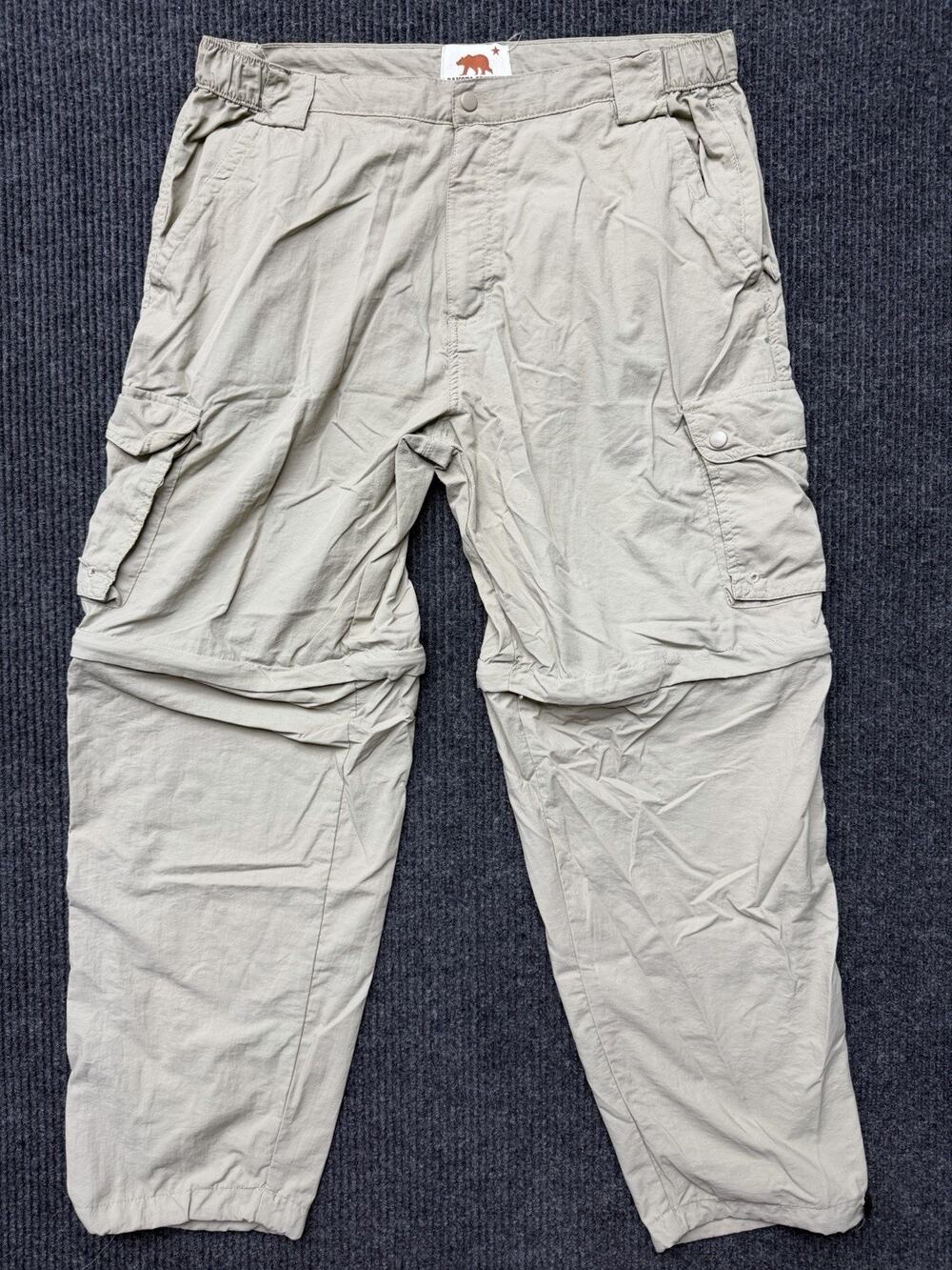 Dakota Grizzly Convertible Cargo Pants Mens Large Khaki Nylon Hiking Zip Off